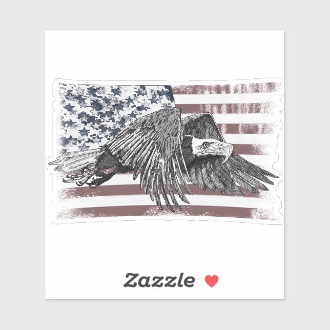 Sticker American Flag Bald Eagle USA (Feuille)