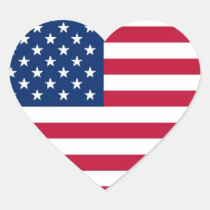 Sticker American Flag Heart Design