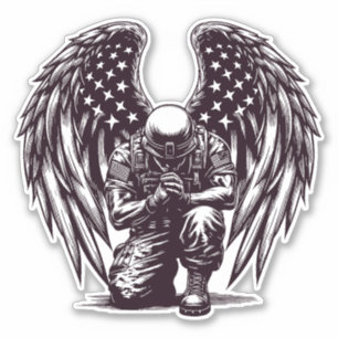 Sticker American Soldier Angel Prier USA Drapeau Art