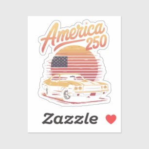 Sticker Amérique 250 US Rétro Coucher de soleil