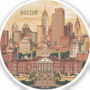 Sticker Amérique Skyline de la ville de Boston, Boston Ma