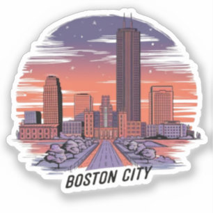 Sticker Amérique Skyline de la ville de Boston, Boston Ma