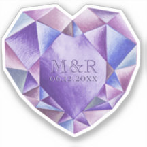 Améthyste Aquarelle Coeur 33e anniversaire Mariage