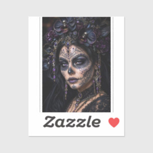 Sticker Améthyste Orchidée Calavera – Crâne de Sucre Gothi