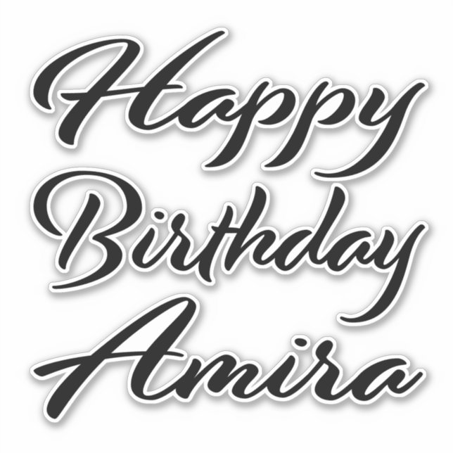 Sticker Amira Nom Prénom Anniversaire de la Broderie noire (Devant)