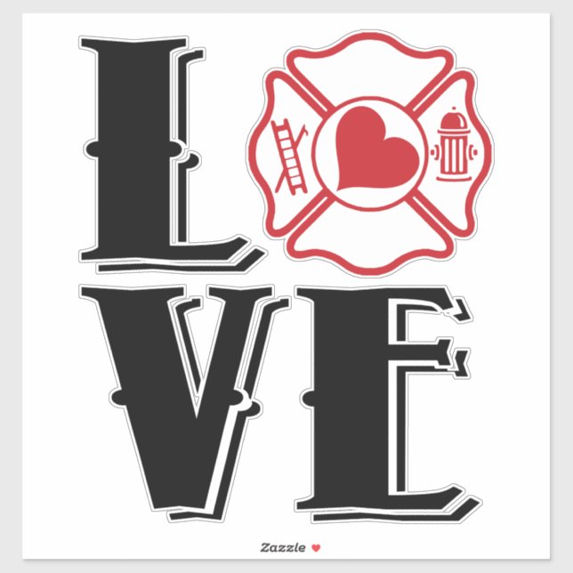 Sticker Amour au feu [1 noir/rouge] (Feuille)