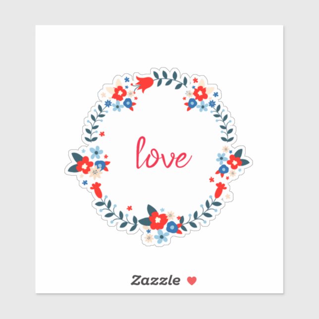 Sticker Amour circulaire de couronne florale (Feuille)