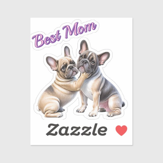 Sticker Amour de Bouledogue français  (Feuille)
