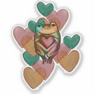 Sticker Amour de grenouille conceptions de coeurs mignons