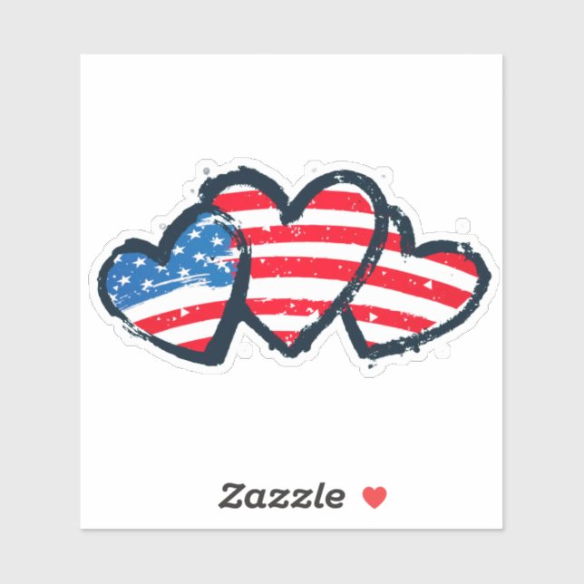 Sticker Amour Pour L'Amérique Vinyl Heart (Feuille)