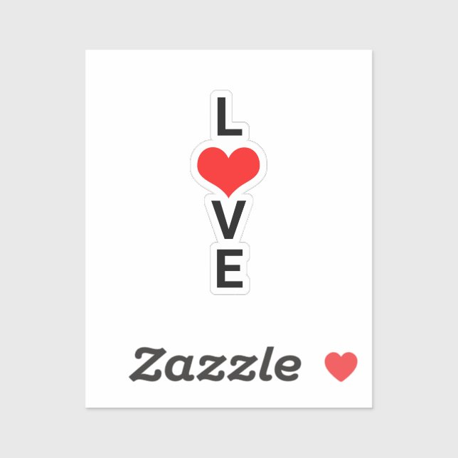 Sticker Amour Rouge Coeur Mignon Saint-Valentin Blanc Cool (Feuille)