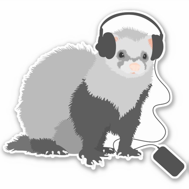 Sticker Amoureux de la musique furet (Devant)