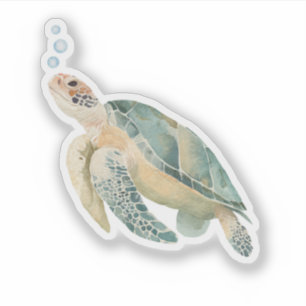 Sticker Amoureux de la vie marine Tortue de mer Art à l'aq