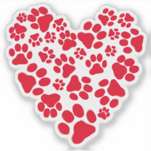 Sticker Amoureux des animaux de coeur d'empreintes de