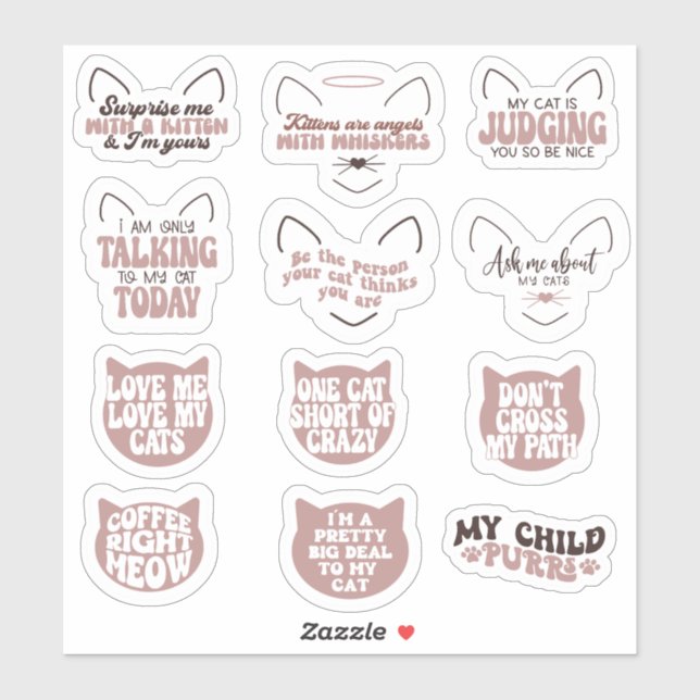 Sticker Amoureux des chats (Feuille)