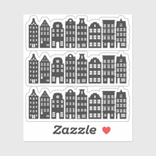 Sticker Amsterdam Canal Row Maisons Néerlandaises Grachten