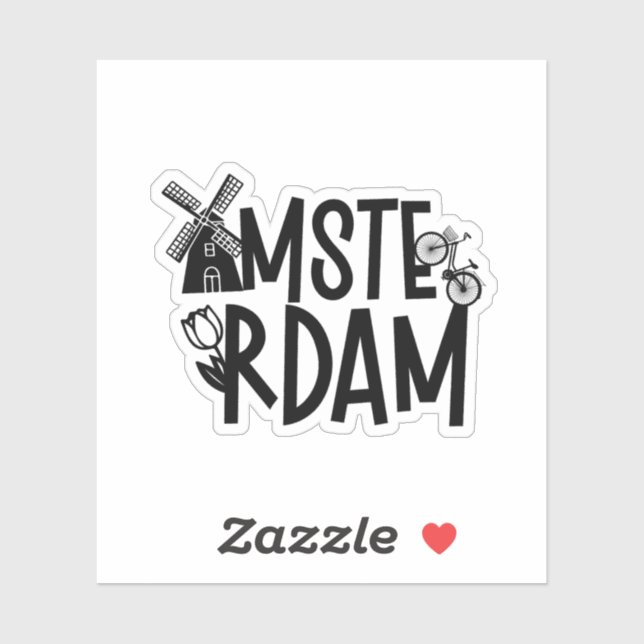 Sticker Amsterdam Netherlands Travel Souvenir (Feuille)