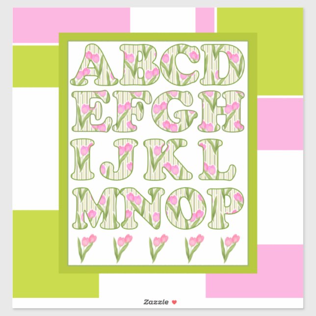 Sticker Amusant alphabet, alphabet fleuri, alphabet (Feuille)