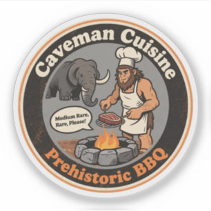 Sticker Amusant BBQ Préhistorique
