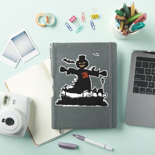 Sticker Amusant design d'halloween avec épouvantail