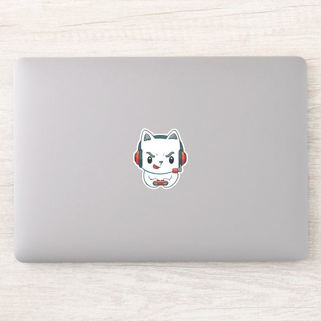 Sticker Amusant gamer Kitten (Ordinateur)