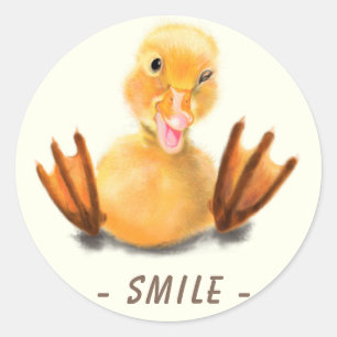 Sticker amusant Joyeux Canard Jaune Smile Texte pe
