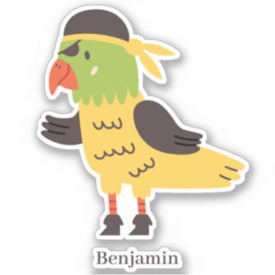 Sticker Amusant perroquet jaune vert ironique pipat pirate