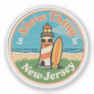 Sticker Amusant Vintage New Jersey Lighthouse Surf Retro
