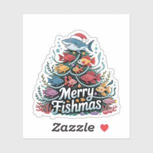 Sticker Amusante Pêche Arbre de Noël Poisson Amant Fisher