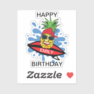 Sticker Ananas de surf drôle