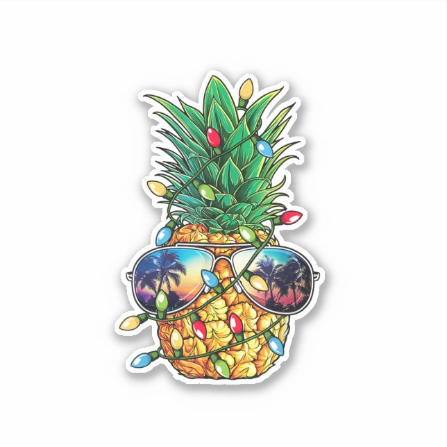 Sticker Ananas Noël Arbre Lumières Noël Hommes Noël Cadeau (Devant)