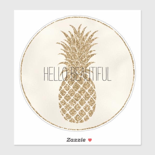 Sticker Ananas Parties scintillant d'or (Feuille)