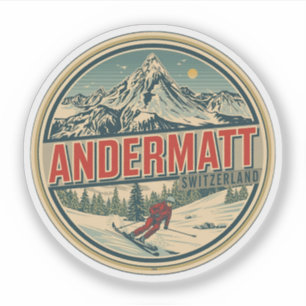 Sticker Ancienne station de ski ANDERMATT en Suisse Cadeau