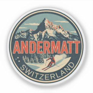 Sticker Ancienne station de ski ANDERMATT en Suisse Cadeau