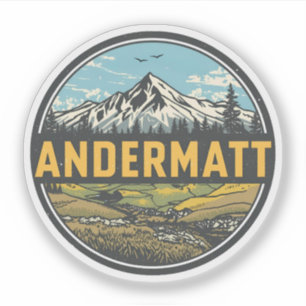 Sticker Anciens ANDERMATT ski Suisse Alpes suisses cadeaux