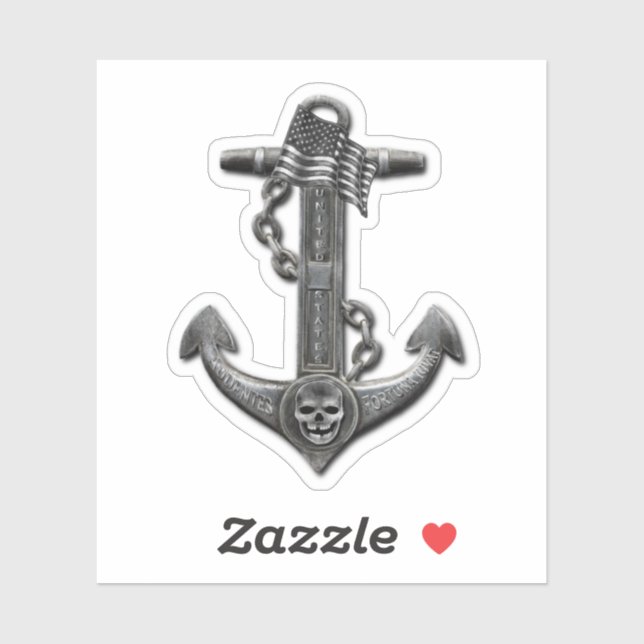 Sticker Ancrage métallique chrome pirate thème nautique (Feuille)