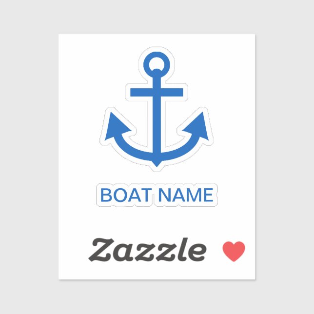 Sticker Ancre Bleu Personnalisé Votre Nom De Bateau (Feuille)