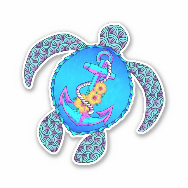 Sticker Ancre de tortue de plage côtière (Devant)