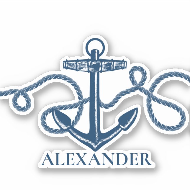 Sticker Ancre nautique Monogramme personnalisé (Devant)