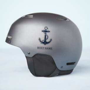 Sticker Ancre nautique Nom du bateau bleu marine Personnal