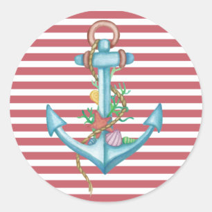 Sticker Ancre Nautique Rouge