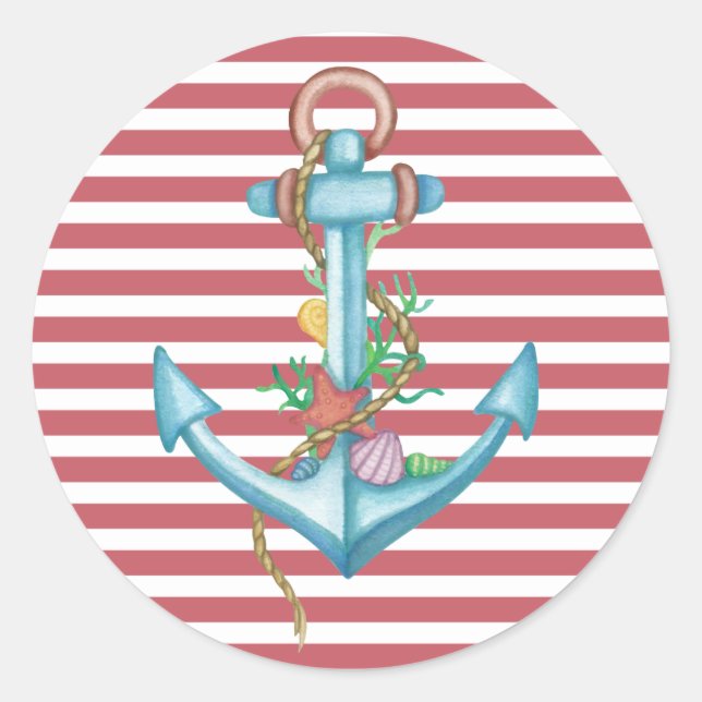 Sticker Ancre Nautique Rouge (Devant)