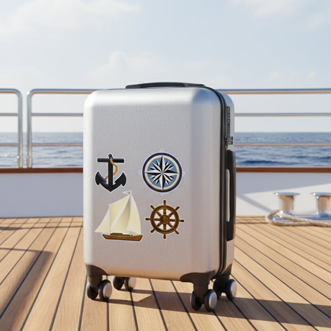 Sticker Ancre, Rose de boussole, bateau et bateau (Créateur téléchargé)