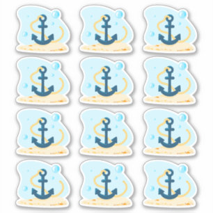 Sticker Ancre. Un monde sous-marin mignon. Vie océanique