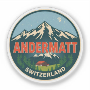 Sticker Andermatt Vintage ski Suisse Alpes suisses cadeaux