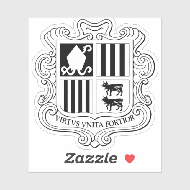 Sticker Andorra National Coat of Arms Graphic Art (Feuille)