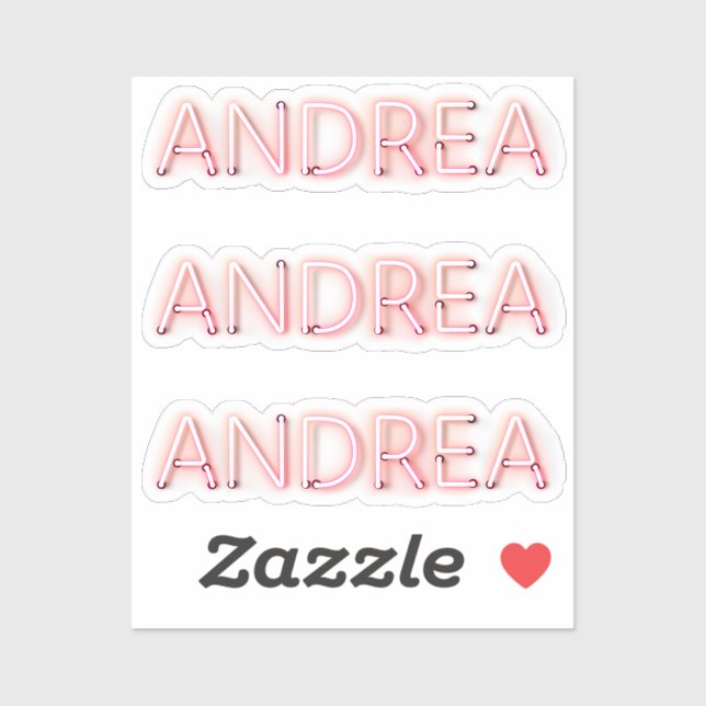 Sticker Andrea Nom dans les lumières brillantes du néon (Feuille)