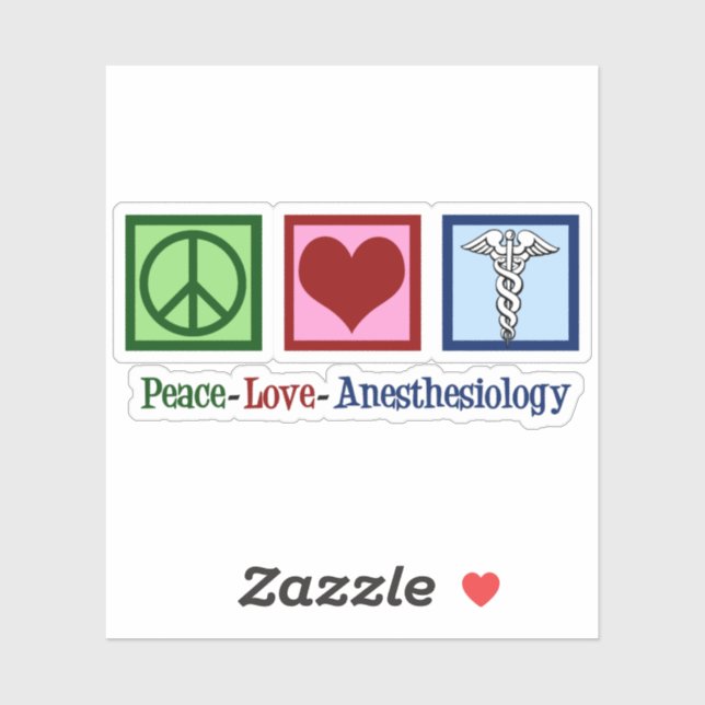 Sticker Anesthésiologie de l'amour pour la paix (Feuille)
