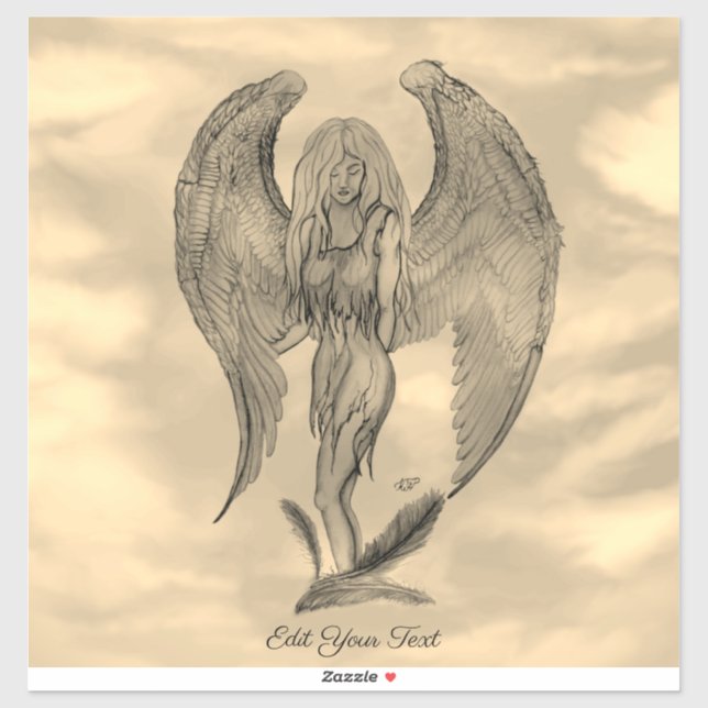 Sticker Angel en style tatouage (Feuille)