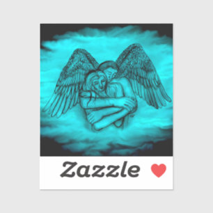 Sticker Angel Eros en amour, design noir et vert